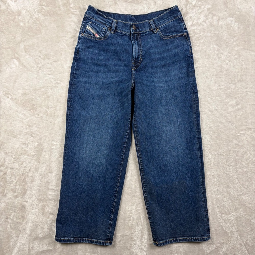 Diesel Jeans Widee R Womens 31 Wide Leg Relaxed Blue Denim Jeans High Rise RB065 - Picture 2 of 16